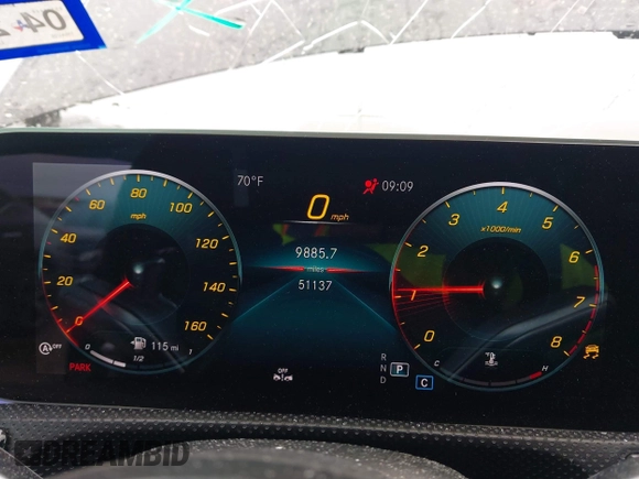 2020 Mercedes-Benz CLA with VIN W1K5J4GB6LN089619, listed as a IAAI auction lot 41698196 with 51,137 mi miles. Bid and sale history available at carsss.com. Image 7.