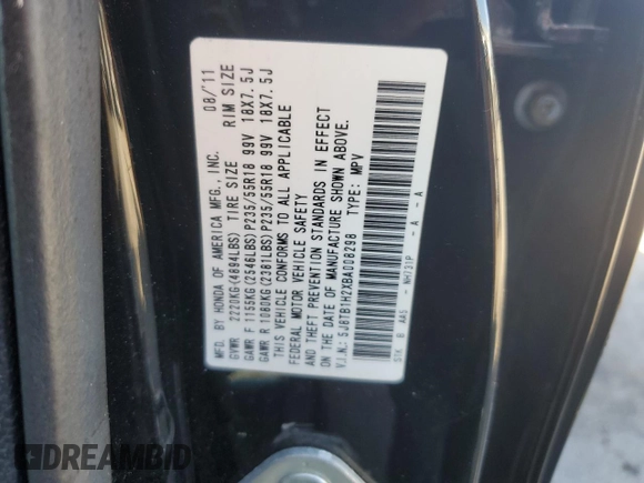 2011 Acura RDX with VIN 5J8TB1H2XBA008298, listed as a Copart auction lot 49531025 with 155,028 mi miles and Salvage title. Bid and sale history available at DreamBid. Image 12.