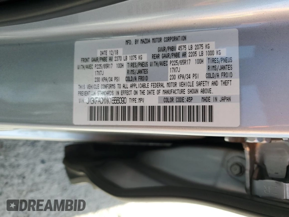 2019 Mazda CX-5 Touring with VIN JM3KFACMXK1556090, listed as a Copart auction lot 47541005 with 82,030 mi miles and Salvage Title. Bid and sale history available at carsss.com. Image 15.