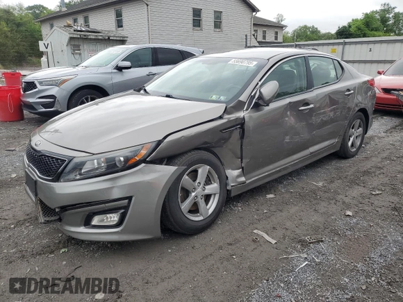 2015 Kia Optima LX with VIN 5XXGM4A71FG440354, listed as a Copart auction lot 55690795 with 90,895 mi miles and Salvage title. Bid and sale history available at DreamBid. Image 1.