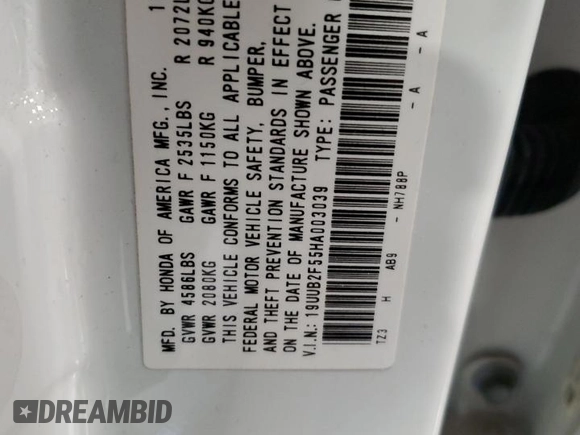 2017 Acura TLX V6 w/Technology Pkg with VIN 19UUB2F55HA003039, listed as a Copart auction lot 48025335 with 52,939 mi miles and Salvage Title. Bid and sale history available at carsss.com. Image 12.