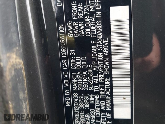 2018 Volvo XC90 Momentum z VIN YV4A22PK8J1207438, wystawiony jako Copart lot #88985305 z przebiegiem Nie podano mil oraz Szkoda całkowita • Salvage title. Historia ofert i sprzedaży dostępna na DreamBid. Obrazek 12.