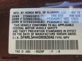 2013 Honda Odyssey EX with VIN 5FNRL5H44DB063046, listed as a Copart auction lot 41371455 with 309,518 mi miles and Salvage Title. Bid and sale history available at carsss.com. Image 13.