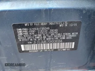 2016 Subaru Impreza z VIN JF1GJAA67GH008084, wystawiony jako IAAI lot #41520729 z przebiegiem 29 855 mil mil oraz . Historia ofert i sprzedaży dostępna na DreamBid. Obrazek 9.