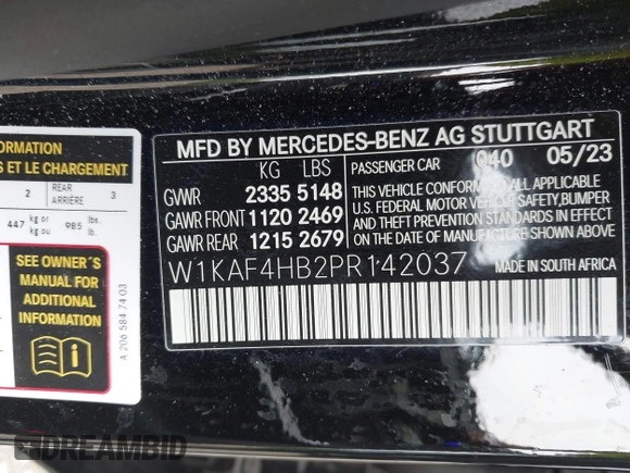 2023 Mercedes-Benz C 300 с VIN W1KAF4HB2PR142037, выставлен на аукционе IAAI как лот 42384836 с пробегом 24 155 миль миль и . История ставок и продаж доступна на DreamBid. Изображение 9.