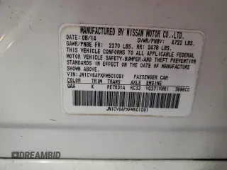 2015 Infiniti Q40 with VIN JN1CV6APXFM501091, listed as a Copart auction lot 71635964 with 0 mi miles and Salvage Title. Bid and sale history available at carsss.com. Image 13.