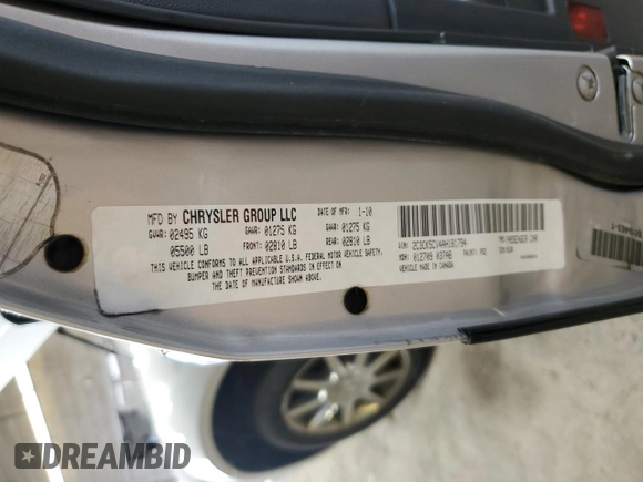 2010 Chrysler 300 Touring with VIN 2C3CK5CV4AH181794, listed as a Copart auction lot 74630824 with 180,436 mi miles and Salvage Title. Bid and sale history available at carsss.com. Image 13.