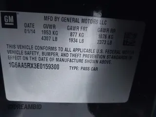 2014 Cadillac ATS Standard RWD with VIN 1G6AA5RX3E0159300, listed as a IAAI auction lot 40271449 with 124,125 mi miles. Bid and sale history available at carsss.com. Image 9.