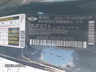 2006 MINI Hardtop S with VIN WMWRE33546TJ34712, listed as a IAAI auction lot 41144701 with 230,006 mi miles and . Bid and sale history available at DreamBid. Image 9.