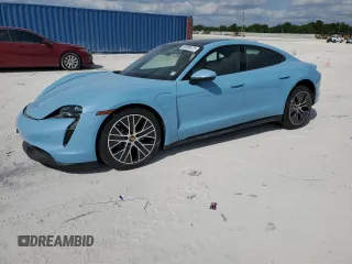 2024 Porsche Taycan with VIN WP0AA2Y17RSA10720, listed as a Copart auction lot 50988475 with 2,836 mi miles and Salvage Title. Bid and sale history available at DreamBid. Image 1.