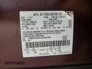 2018 Ford Explorer XLT с VIN 1FM5K8D88JGA26168, выставлен на аукционе Copart как лот 51528845 с пробегом 63 137 миль миль и Списание • Salvage title. История ставок и продаж доступна на DreamBid. Изображение 15.