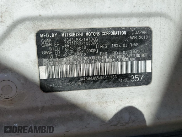 2018 Mitsubishi Outlander SEL z VIN JA4AR4AW5JU011133, wystawiony jako Copart lot #41871405 z przebiegiem 95 416 mil mil oraz Tytuł czysty. Historia ofert i sprzedaży dostępna na DreamBid. Obrazek 13.