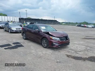 2019 Kia Optima LX with VIN 5XXGT4L36KG377856, listed as a IAAI auction lot 42615007 with 37,647 mi miles and . Bid and sale history available at DreamBid. Image 1.