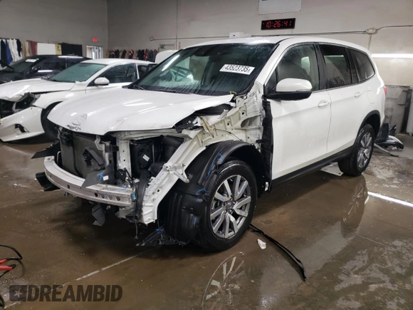2022 Honda Pilot EX-L with VIN 5FNYF6H53NB097837, listed as a Copart auction lot 43523735 with 21,339 mi miles and Salvage Title. Bid and sale history available at carsss.com. Image 1.