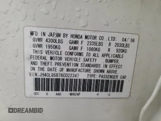 2006 Acura TSX with VIN JH4CL95876C022347, listed as a Copart auction lot 46746655 with 198,315 mi miles and Non repairable. Bid and sale history available at DreamBid. Image 12.