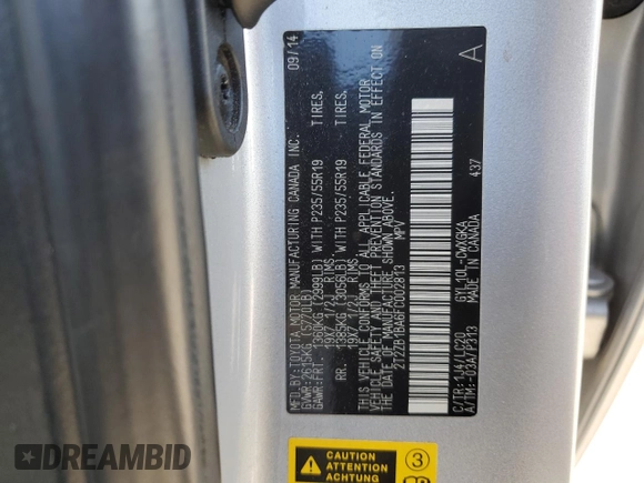 2015 Lexus RX 450h with VIN 2T2ZB1BA6FC002813, listed as a Copart auction lot 50337565 with 107,365 mi miles and Salvage Title. Bid and sale history available at DreamBid. Image 13.