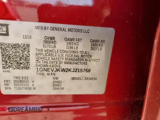 2019 Chevrolet Traverse RS with VIN 1GNEVJKW2KJ215768, listed as a Copart auction lot 73047453 with 108,284 mi miles. Bid and sale history available at carsss.com. Image 12.