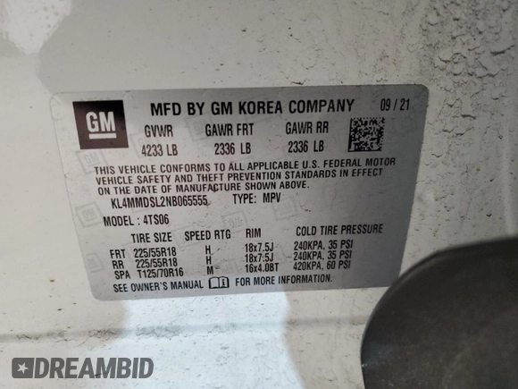 2022 Buick Encore GX Select с VIN KL4MMDSL2NB065555, выставлен на аукционе Copart как лот 47764835 с пробегом 49 448 миль миль и Списание • Salvage title. История ставок и продаж доступна на DreamBid. Изображение 14.