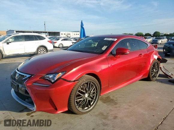 2015 Lexus RC 350 F Sport with VIN JTHSE5BC4F5001158, listed as a Copart auction lot 62917315 with 58,572 mi miles and Salvage title. Bid and sale history available at DreamBid. Image 1.