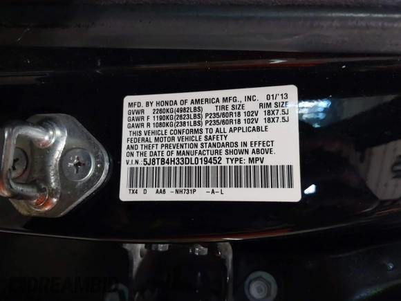 2013 Acura RDX with VIN 5J8TB4H33DL019452, listed as a IAAI auction lot 42223906 with 209,754 mi miles and . Bid and sale history available at carsss.com. Image 9.