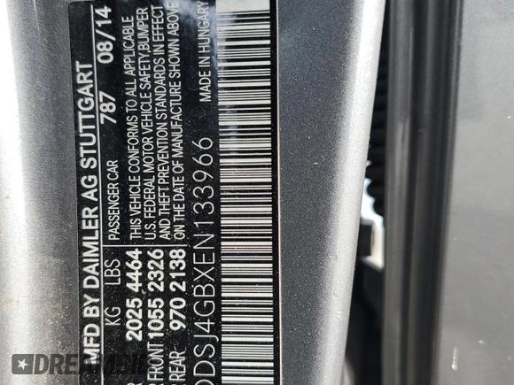 2014 Mercedes-Benz CLA 250 with VIN WDDSJ4GBXEN133966, listed as a Copart auction lot 59897715 with 100,509 mi miles and Salvage title. Bid and sale history available at DreamBid. Image 12.