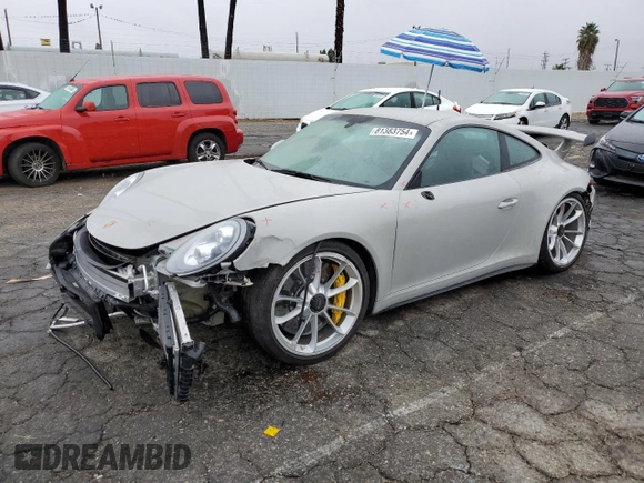 2018 Porsche 911 GT3 with VIN WP0AC2A91JS175089, listed as a Copart auction lot 81383754 with 15,702 mi miles and Salvage Title. Bid and sale history available at DreamBid. Image 1.