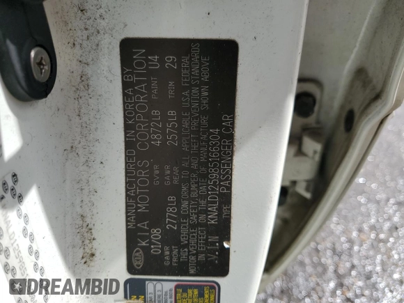 2008 Kia Amanti z VIN KNALD125985166304, wystawiony jako Copart lot #72928844 z przebiegiem 170 613 mil mil oraz Szkody całkowita. Historia ofert i sprzedaży dostępna na DreamBid. Obrazek 12.