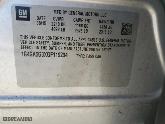 2016 Buick LaCrosse with VIN 1G4GA5G3XGF119234, listed as a Copart auction lot 72379444 with 92,702 mi miles and Salvage Title. Bid and sale history available at carsss.com. Image 12.