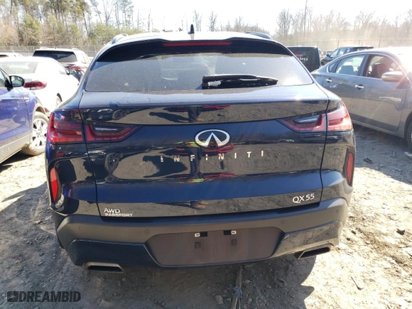 2022 Infiniti QX55 LUXE with VIN 3PCAJ5J36NF103858, listed as a Copart auction lot 42502593 with NaN miles. Bid and sale history available at carsss.com. Image 6.