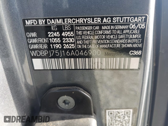 2006 Mercedes-Benz CL 500 с VIN WDBPJ75J16A046900, выставлен на аукционе Copart как лот 65745974 с пробегом Не указан миль и Чистый • Clean title. История ставок и продаж доступна на DreamBid. Изображение 12.