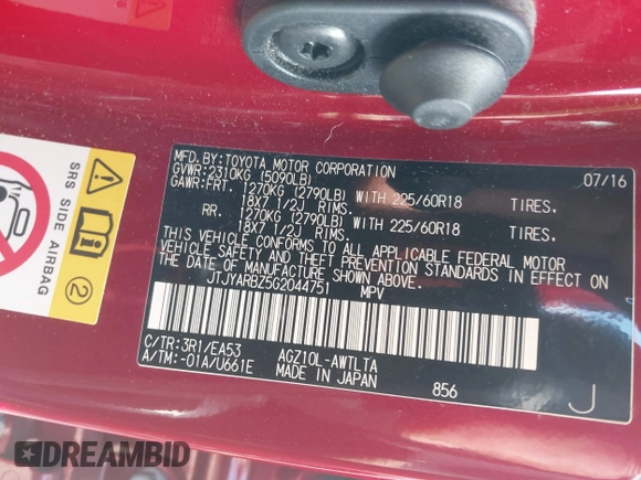 2016 Lexus NX 200t with VIN JTJYARBZ5G2044751, listed as a IAAI auction lot 41717867 with 49,049 mi miles. Bid and sale history available at carsss.com. Image 9.