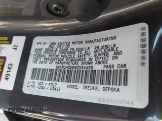2009 Toyota Corolla with VIN 1NXBU40E69Z034459, listed as a IAAI auction lot 42095649 with 173,296 mi miles. Bid and sale history available at carsss.com. Image 9.