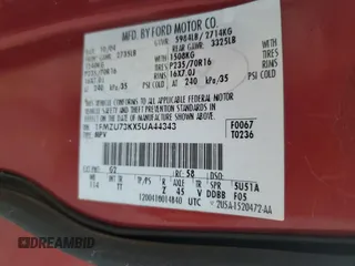 2005 Ford Explorer XLT с VIN 1FMZU73KX5UA44343, выставлен на аукционе Copart как лот 63928515 с пробегом 99 154 миль миль и Списание • Salvage title. История ставок и продаж доступна на DreamBid. Изображение 12.