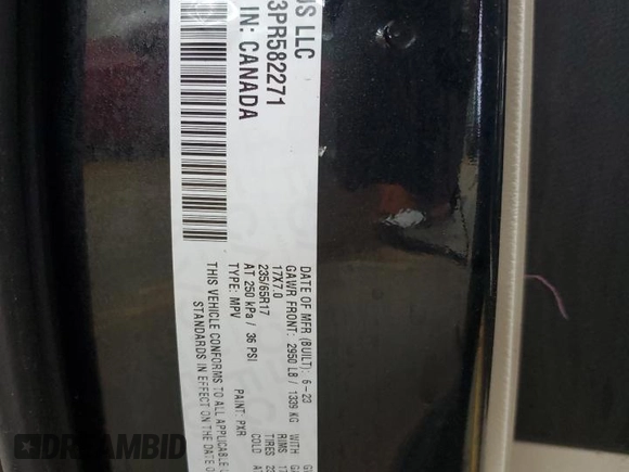 2023 Chrysler Pacifica Touring L with VIN 2C4RC1BG3PR582271, listed as a Copart auction lot 51644595 with 57,930 mi miles and Salvage title. Bid and sale history available at DreamBid. Image 14.