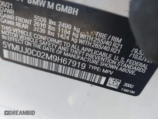 2021 BMW X4 M with VIN 5YMUJ0C02M9H67919, listed as a IAAI auction lot 41667578 with 43,567 mi miles. Bid and sale history available at carsss.com. Image 9.
