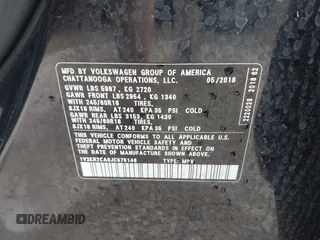 2018 Volkswagen Atlas SE z VIN 1V2KR2CA0JC575146, wystawiony jako IAAI lot #42607627 z przebiegiem 104 521 mil mil oraz . Historia ofert i sprzedaży dostępna na DreamBid. Obrazek 9.