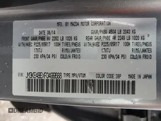 2015 Mazda CX-5 Sport with VIN JM3KE4BEXF0499688, listed as a Copart auction lot 88988095 with 258,460 mi miles and Salvage title. Bid and sale history available at DreamBid. Image 14.