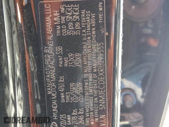 2024 Hyundai Tucson Limited with VIN 5NMJECDEXRH299555, listed as a Copart auction lot 50305005 with 48,861 mi miles and Salvage Title. Bid and sale history available at carsss.com. Image 14.