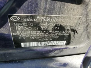 2013 Hyundai Sonata GLS z VIN 5NPEB4AC4DH521702, wystawiony jako Copart lot #56234855 z przebiegiem 111 191 mil mil oraz Szkoda całkowita • Salvage title. Historia ofert i sprzedaży dostępna na DreamBid. Obrazek 12.