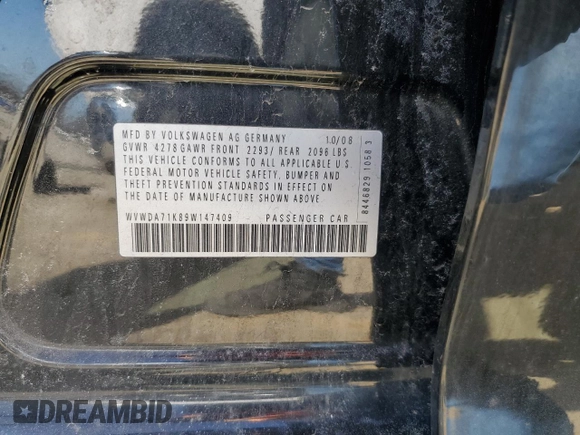 2009 Volkswagen Rabbit S с VIN WVWDA71K89W147409, выставлен на аукционе Copart как лот 48460385 с пробегом 200 857 миль миль и Списание • Salvage title. История ставок и продаж доступна на DreamBid. Изображение 15.