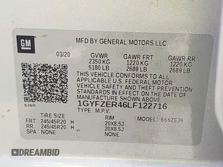 2020 Cadillac XT4 FWD Sport with VIN 1GYFZER46LF122716, listed as a IAAI auction lot 41905824 with 51,986 mi miles and . Bid and sale history available at carsss.com. Image 9.
