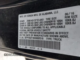 2017 Honda Ridgeline Sport с VIN 5FPYK2F19HB002519, выставлен на аукционе IAAI как лот 41082600 с пробегом 112 909 миль миль и . История ставок и продаж доступна на DreamBid. Изображение 9.