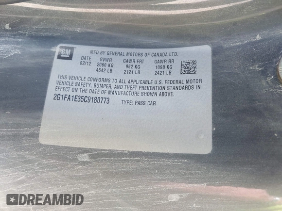 2012 Chevrolet Camaro 2LS с VIN 2G1FA1E35C9180773, выставлен на аукционе IAAI как лот 42256846 с пробегом Не указан миль и . История ставок и продаж доступна на DreamBid. Изображение 9.