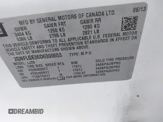 2013 Chevrolet Equinox LTZ z VIN 2GNFLGE36D6390653, wystawiony jako IAAI lot #40974858 z przebiegiem 128 954 mil mil oraz . Historia ofert i sprzedaży dostępna na DreamBid. Obrazek 9.