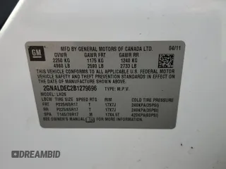2011 Chevrolet Equinox LT w/1LT with VIN 2GNALDEC2B1279696, listed as a Copart auction lot 54966715 with 73,681 mi miles and Clean Title. Bid and sale history available at carsss.com. Image 12.