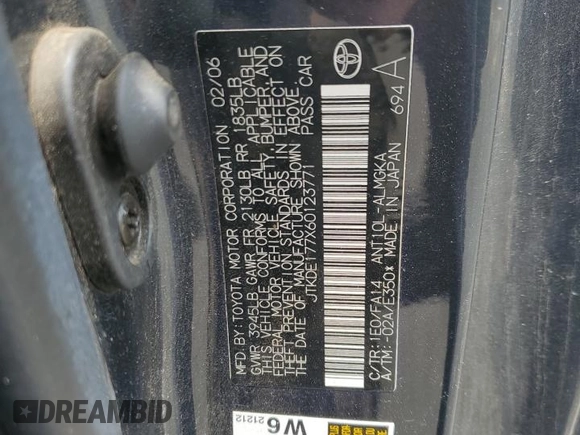 2006 Scion tC z VIN JTKDE177X60123771, wystawiony jako Copart lot #59763245 z przebiegiem 231 959 mil mil oraz Szkoda całkowita • Salvage title. Historia ofert i sprzedaży dostępna na DreamBid. Obrazek 13.