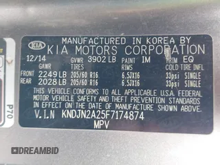 2015 Kia Soul z VIN KNDJN2A25F7174874, wystawiony jako IAAI lot #42433594 z przebiegiem 95 481 mil mil oraz . Historia ofert i sprzedaży dostępna na DreamBid. Obrazek 9.