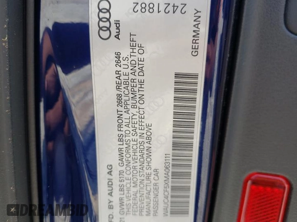2021 Audi S5 Sportback Premium Plus z VIN WAUC4CF5XMA063111, wystawiony jako Copart lot #51258514 z przebiegiem 35 225 mil mil oraz Szkoda całkowita • Salvage title. Historia ofert i sprzedaży dostępna na DreamBid. Obrazek 12.