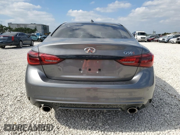 2023 Infiniti Q50 Red Sport 400 with VIN JN1FV7DP8PM570359, listed as a Copart auction lot 42814215 with 8,564 mi miles and Clean Title. Bid and sale history available at DreamBid. Image 6.