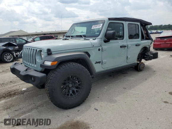 2023 Jeep Wrangler Sport S z VIN 1C4HJXDN7PW681537, wystawiony jako Copart lot #63458155 z przebiegiem 18 602 mil mil oraz Szkoda całkowita • Salvage title. Historia ofert i sprzedaży dostępna na DreamBid. Obrazek 1.